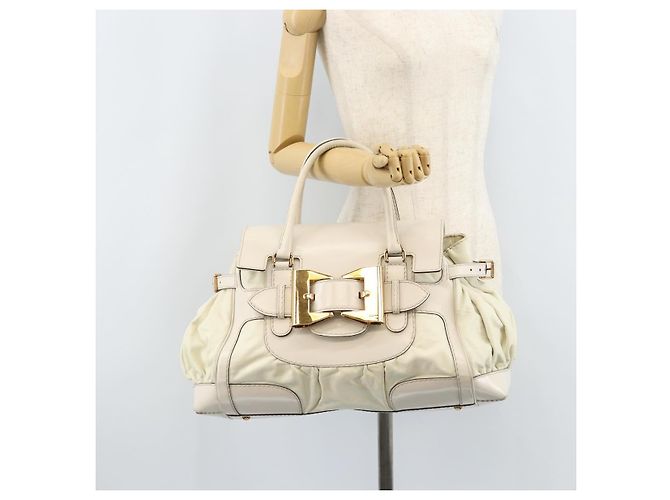Borsa a mano in pelle bianca e oro GUCCI 189883 Auth ka2690 Bianco D'oro - vista 23