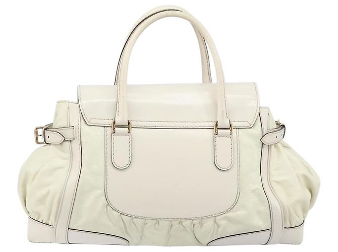 Borsa a mano in pelle bianca e oro GUCCI 189883 Auth ka2690 Bianco D'oro - vista 3