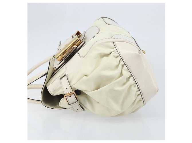Borsa a mano in pelle bianca e oro GUCCI 189883 Auth ka2690 Bianco D'oro - vista 5