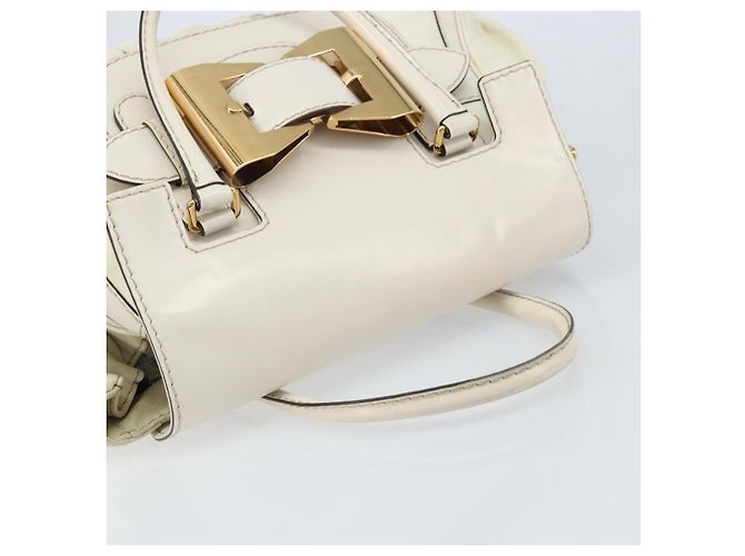 Borsa a mano in pelle bianca e oro GUCCI 189883 Auth ka2690 Bianco D'oro - vista 6