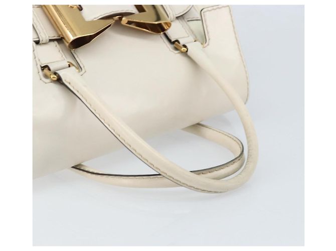 Borsa a mano in pelle bianca e oro GUCCI 189883 Auth ka2690 Bianco D'oro - vista 7