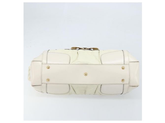 Borsa a mano in pelle bianca e oro GUCCI 189883 Auth ka2690 Bianco D'oro - vista 9