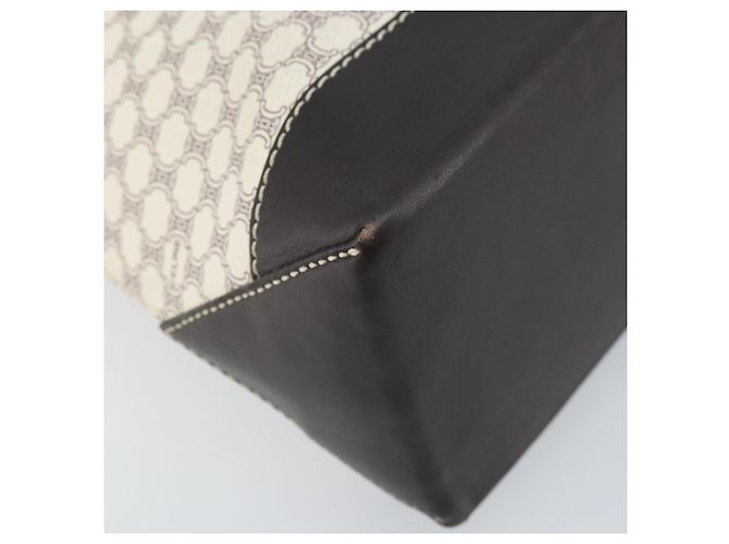 Céline Bolsa tote em lona Macadam CELINE em couro PVC branco e dourado Auth am10839 - vista 11