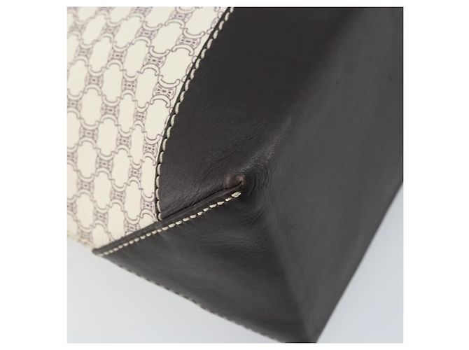 Céline Bolsa tote em lona Macadam CELINE em couro PVC branco e dourado Auth am10839 - vista 13