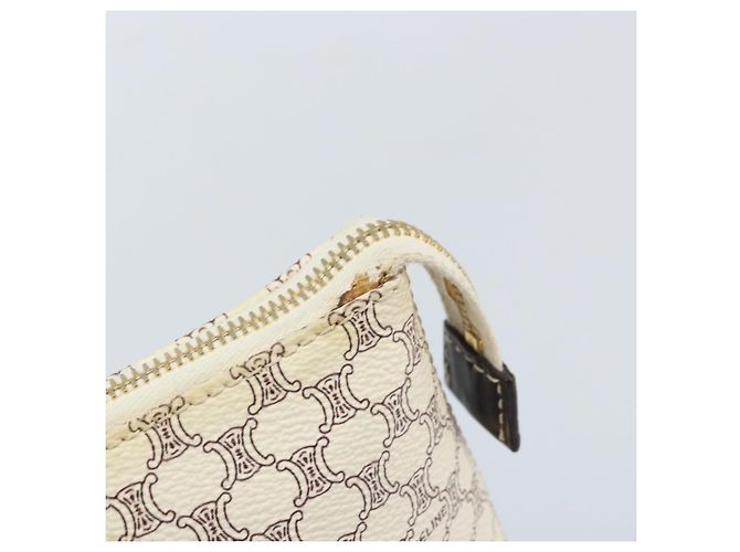 Céline Bolsa tote em lona Macadam CELINE em couro PVC branco e dourado Auth am10839 - vista 14