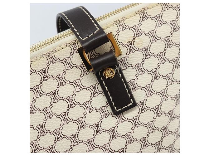 Céline Bolsa tote em lona Macadam CELINE em couro PVC branco e dourado Auth am10839 - vista 15