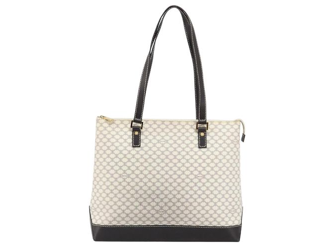 Céline Bolsa tote em lona Macadam CELINE em couro PVC branco e dourado Auth am10839 - vista 2