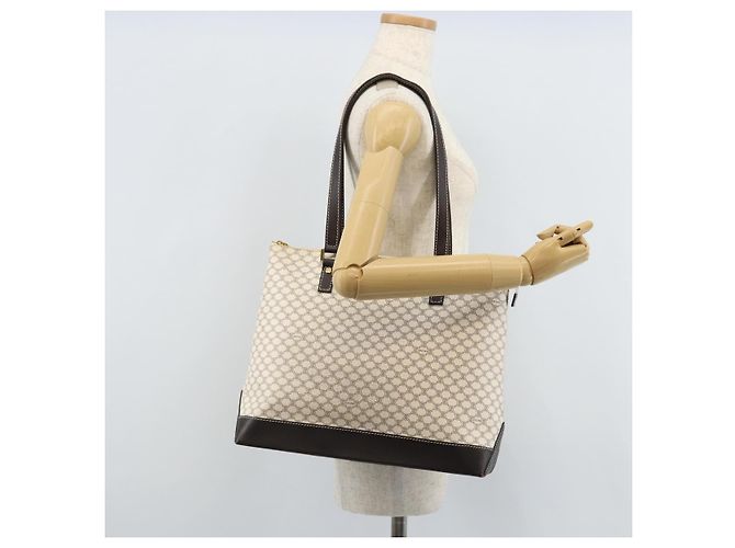 Céline Bolsa tote em lona Macadam CELINE em couro PVC branco e dourado Auth am10839 - vista 23