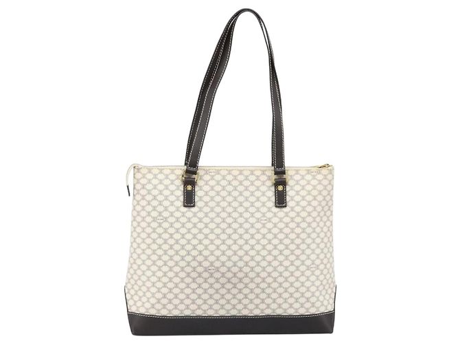Céline Bolsa tote em lona Macadam CELINE em couro PVC branco e dourado Auth am10839 - vista 3