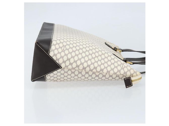 Céline Bolsa tote em lona Macadam CELINE em couro PVC branco e dourado Auth am10839 - vista 4