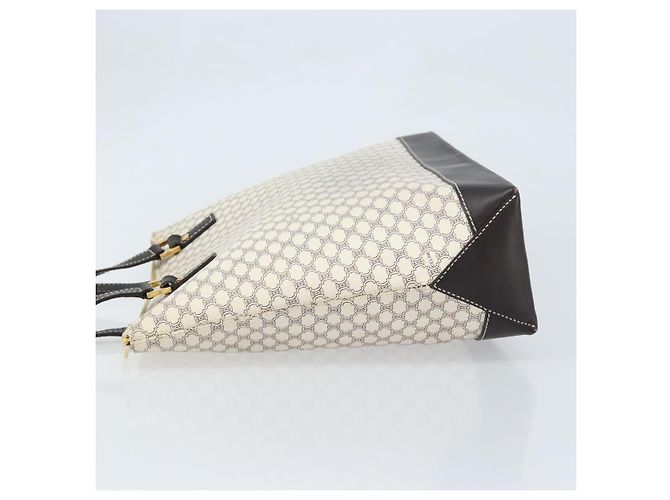 Céline Bolsa tote em lona Macadam CELINE em couro PVC branco e dourado Auth am10839 - vista 5