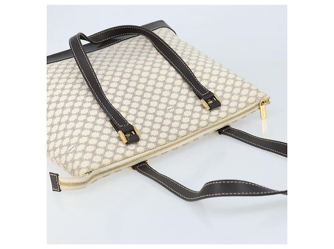 Céline Bolsa tote em lona Macadam CELINE em couro PVC branco e dourado Auth am10839 - vista 6