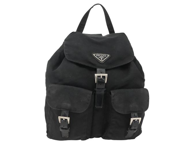 Zaino PRADA in nylon argento nero Auth bs33519 - vista 2