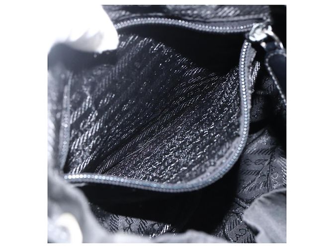 Zaino PRADA in nylon argento nero Auth bs33519 - vista 24