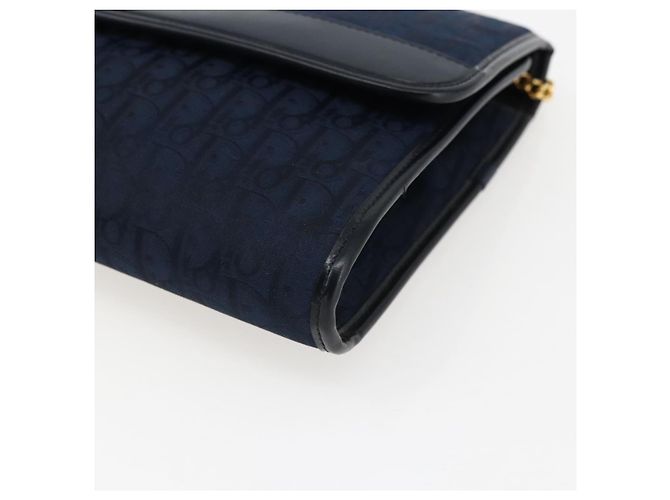 Borsa a spalla in tela Trotter Christian Dior blu navy oro Auth fm5213 - vista 10