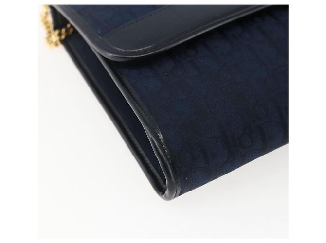 Borsa a spalla in tela Trotter Christian Dior blu navy oro Auth fm5213 - vista 11