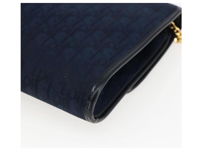 Borsa a spalla in tela Trotter Christian Dior blu navy oro Auth fm5213 - vista 12
