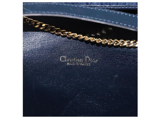 Borsa a spalla in tela Trotter Christian Dior blu navy oro Auth fm5213 - vista 16