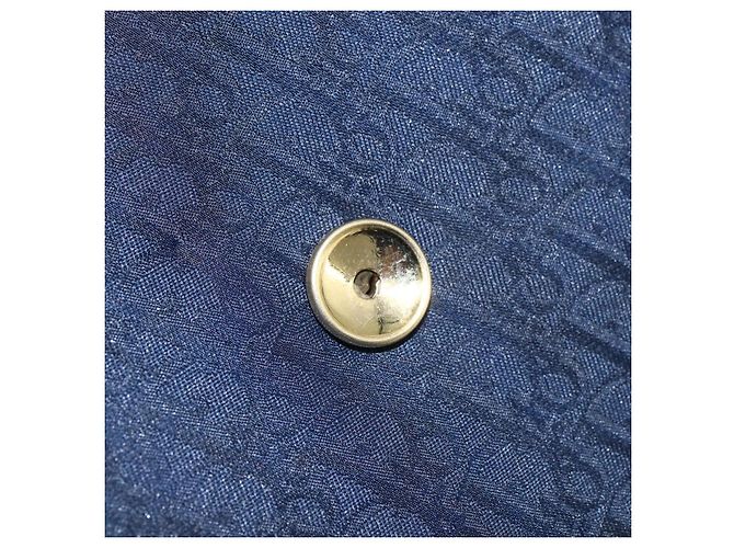 Borsa a spalla in tela Trotter Christian Dior blu navy oro Auth fm5213 - vista 21