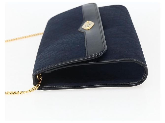 Borsa a spalla in tela Trotter Christian Dior blu navy oro Auth fm5213 - vista 4