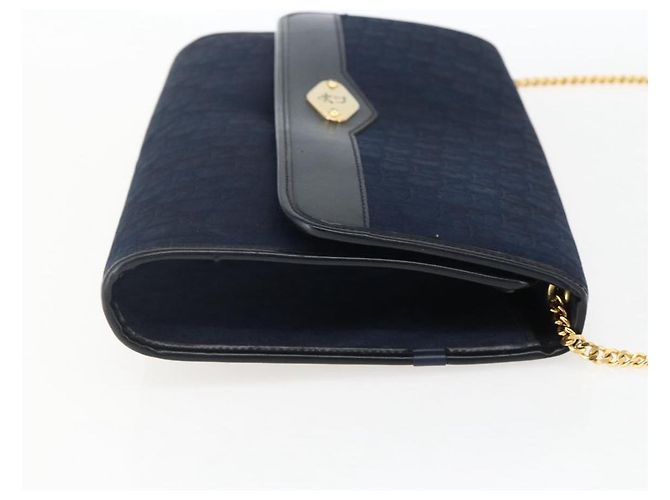 Borsa a spalla in tela Trotter Christian Dior blu navy oro Auth fm5213 - vista 5