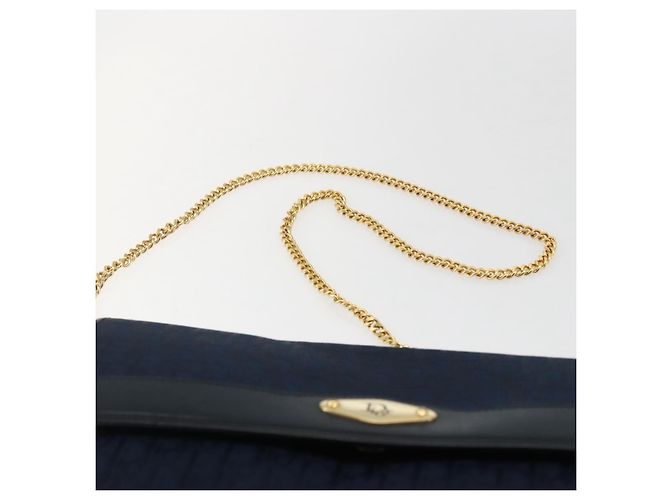 Borsa a spalla in tela Trotter Christian Dior blu navy oro Auth fm5213 - vista 8