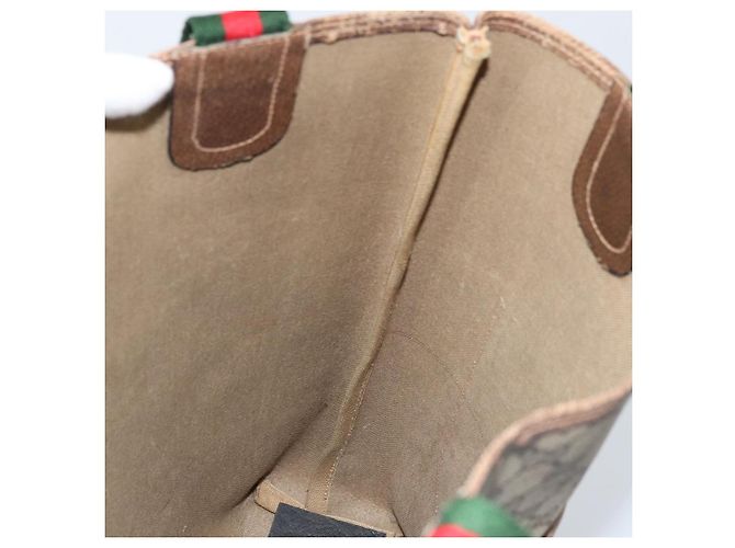 Borsa tote Gucci GG Supreme Web Sherry Line in PVC beige e oro 39 02 003 Auth BA10068 D'oro - vista 17