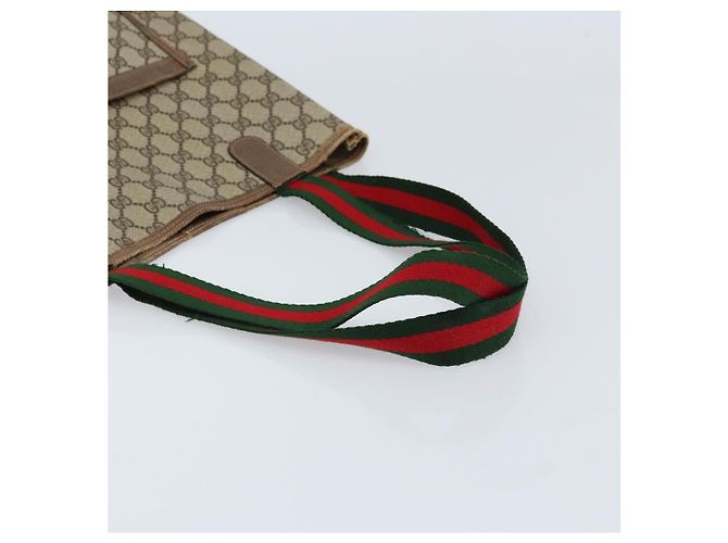 Borsa tote Gucci GG Supreme Web Sherry Line in PVC beige e oro 39 02 003 Auth BA10068 D'oro - vista 7