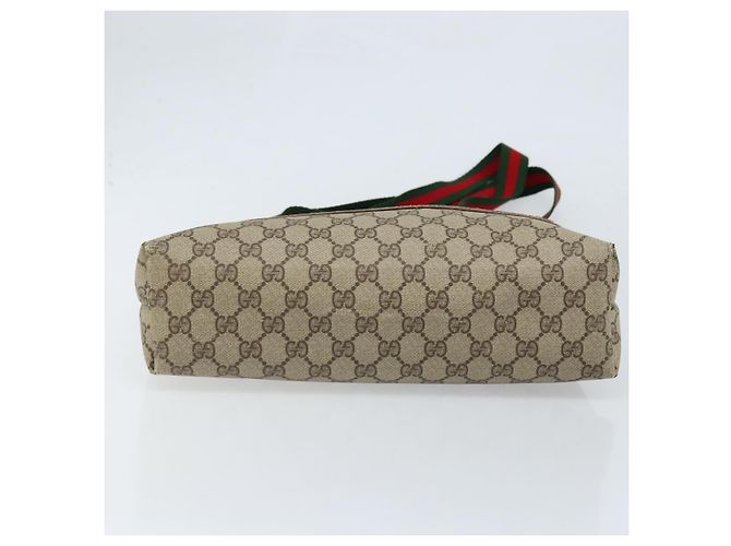 Borsa tote Gucci GG Supreme Web Sherry Line in PVC beige e oro 39 02 003 Auth BA10068 D'oro - vista 9