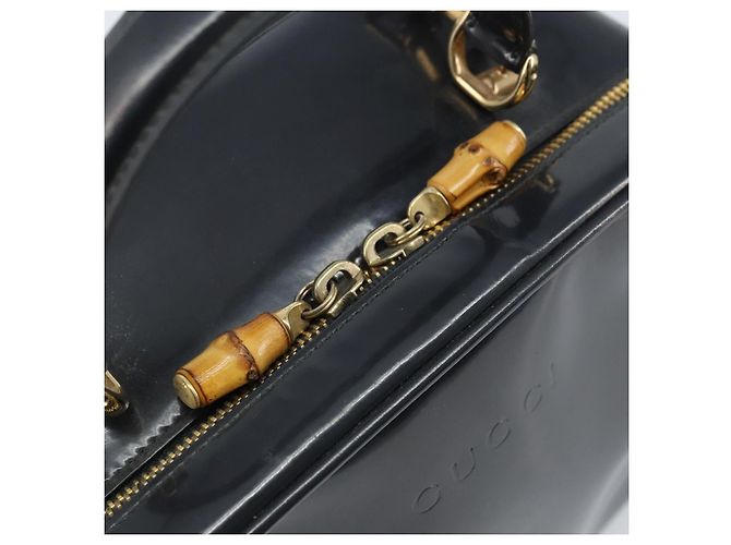 Borsa a mano Vanity Bamboo GUCCI in vernice 2way blu navy oro 000 3270 0323 Auth BA10568 D'oro - vista 16