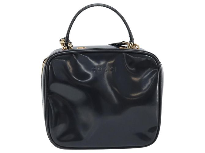 Borsa a mano Vanity Bamboo GUCCI in vernice 2way blu navy oro 000 3270 0323 Auth BA10568 D'oro - vista 2