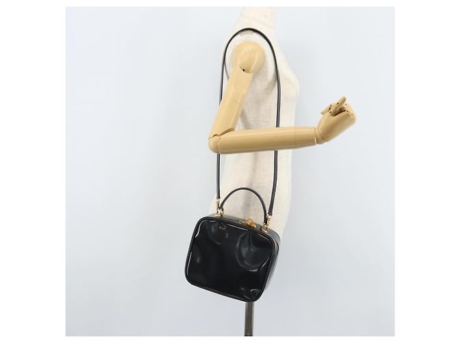 Borsa a mano Vanity Bamboo GUCCI in vernice 2way blu navy oro 000 3270 0323 Auth BA10568 D'oro - vista 24