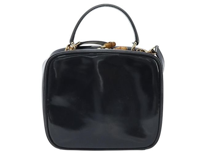 Borsa a mano Vanity Bamboo GUCCI in vernice 2way blu navy oro 000 3270 0323 Auth BA10568 D'oro - vista 3