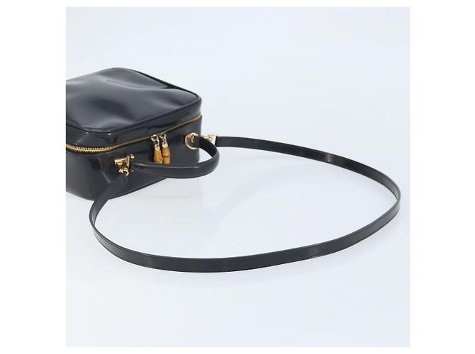 Borsa a mano Vanity Bamboo GUCCI in vernice 2way blu navy oro 000 3270 0323 Auth BA10568 D'oro - vista 9