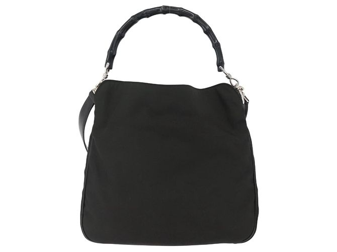 Borsa a mano in nylon Gucci Bamboo 2way Nera Argento 001 1638 3754 Auth ep13341 Nero - vista 2