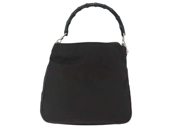 Borsa a mano in nylon Gucci Bamboo 2way Nera Argento 001 1638 3754 Auth ep13341 Nero - vista 3