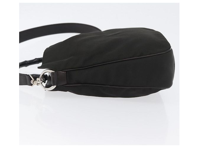 Borsa a mano in nylon Gucci Bamboo 2way Nera Argento 001 1638 3754 Auth ep13341 Nero - vista 5