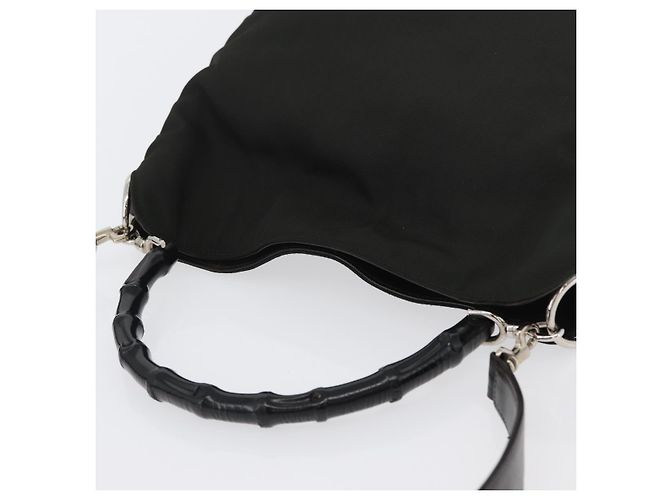 Borsa a mano in nylon Gucci Bamboo 2way Nera Argento 001 1638 3754 Auth ep13341 Nero - vista 6