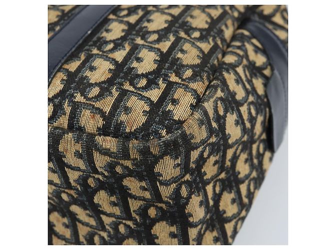 Borsa a mano in tela Trotter Christian Dior blu navy e oro Auth LNZ006 D'oro - vista 10
