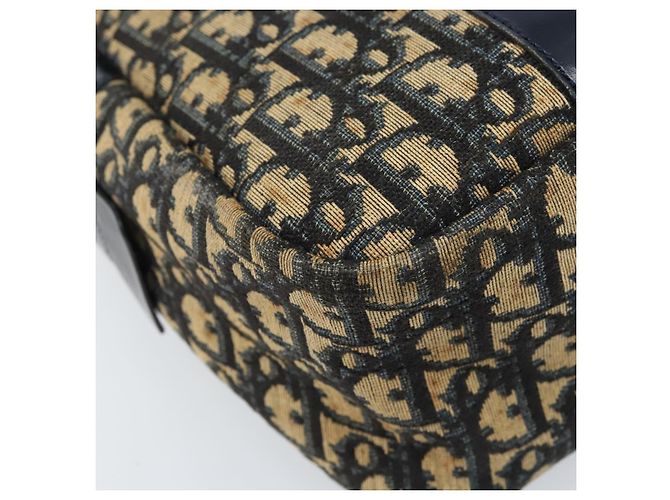Borsa a mano in tela Trotter Christian Dior blu navy e oro Auth LNZ006 D'oro - vista 11