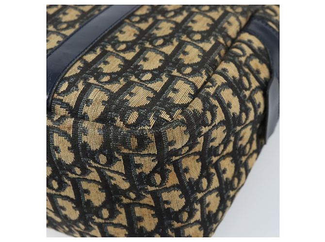 Borsa a mano in tela Trotter Christian Dior blu navy e oro Auth LNZ006 D'oro - vista 12