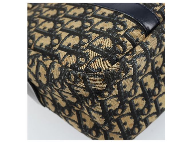 Borsa a mano in tela Trotter Christian Dior blu navy e oro Auth LNZ006 D'oro - vista 13