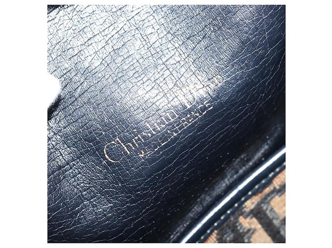 Borsa a mano in tela Trotter Christian Dior blu navy e oro Auth LNZ006 D'oro - vista 16
