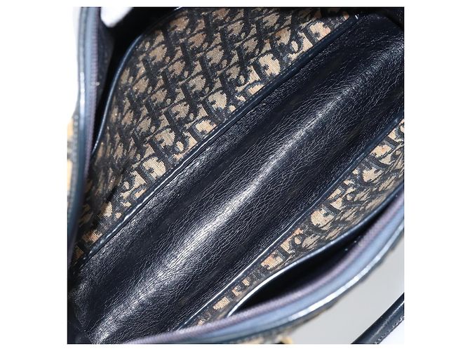 Borsa a mano in tela Trotter Christian Dior blu navy e oro Auth LNZ006 D'oro - vista 17