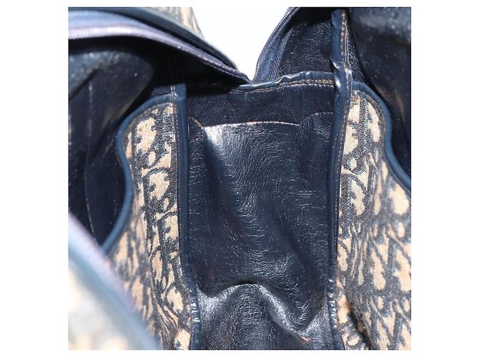 Borsa a mano in tela Trotter Christian Dior blu navy e oro Auth LNZ006 D'oro - vista 19
