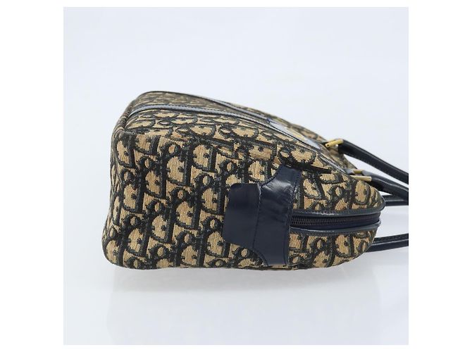 Borsa a mano in tela Trotter Christian Dior blu navy e oro Auth LNZ006 D'oro - vista 4