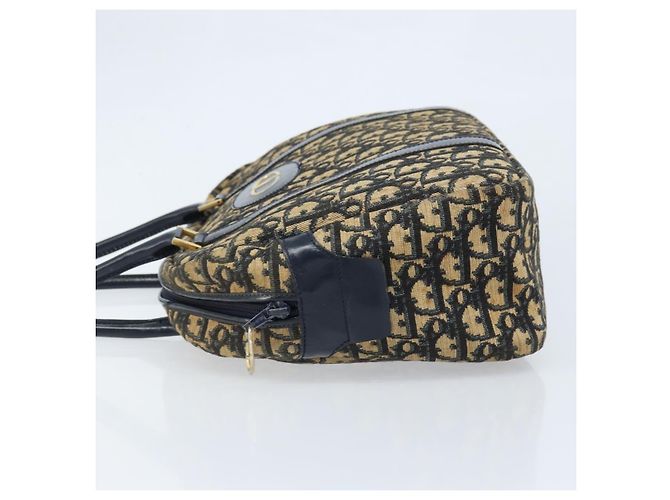 Borsa a mano in tela Trotter Christian Dior blu navy e oro Auth LNZ006 D'oro - vista 5