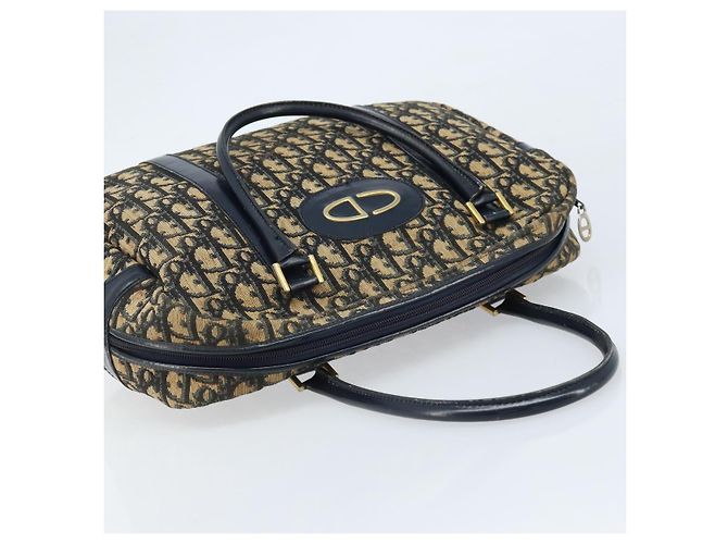 Borsa a mano in tela Trotter Christian Dior blu navy e oro Auth LNZ006 D'oro - vista 6