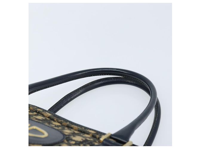 Borsa a mano in tela Trotter Christian Dior blu navy e oro Auth LNZ006 D'oro - vista 8