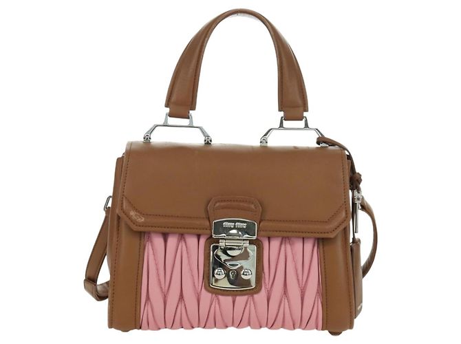 Borsa Miu Miu Matelassé in pelle 2 in 1 rosa argento Auth 172533M - vista 2